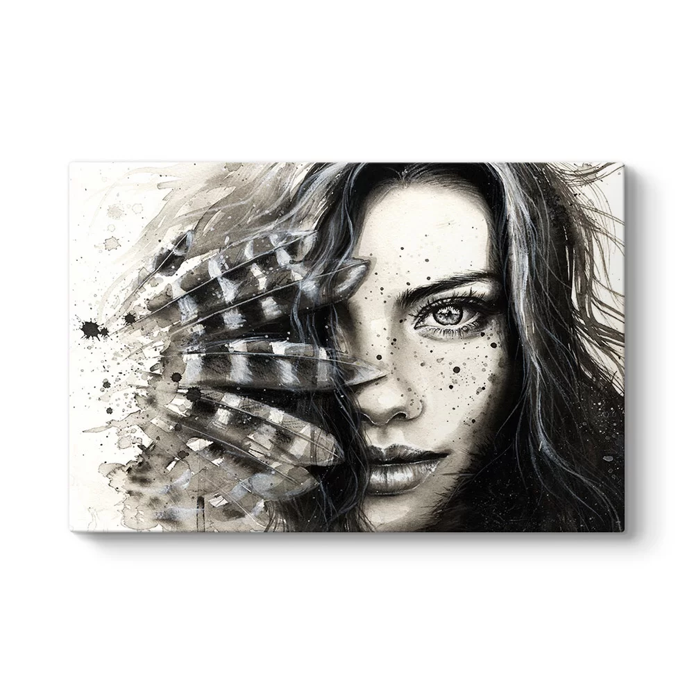 Siyah Beyaz Kadın Tablosu - Model 1